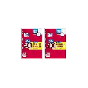 OXFORD Lot de 800 Pages Feuilles Simples Grands Carreaux Seyes Format A4 (21x29,7cm) Perforees