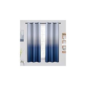Yakamok Rideaux occultants pour Chambre &agrave; Coucher, Isolation Thermique avec &oelig;illets, Rideaux &agrave; Motif d&eacute;grad&eacute; Bleu et Blanc gris&acirc;tre pour Salon (2 Panneaux, 106 x 160 cm)