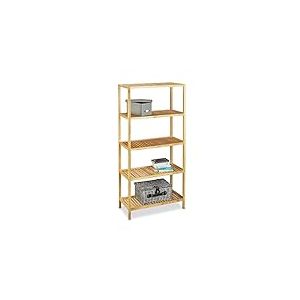 Relaxdays Étagère en bois de pin bibliothèque grande surface de rangement livres 5 étages 5 niveaux meuble salle de bain en bois salon couloir chambre place Nature 150 x 72 x 36 cm