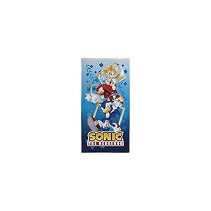 Character World Serviette officielle Sonic le hérisson pour enfants | Toucher super doux, design rebondissant | Parfait pour la maison, le bain, la plage et la piscine | Taille unique 70 cm x 140 cm |