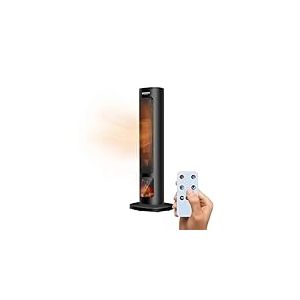 Wintem Radiateur soufflant &eacute;lectrique tour 800/2000 W avec &eacute;cran effet chemin&eacute;e et t&eacute;l&eacute;commande 60 cm - Id&eacute;al pour un chauffage s&ucirc;r gr&acirc;ce &agrave; la fonction d'arr&ecirc;t automatique