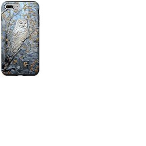 Hibou enneigé blanc amoureux de la neige tachée saison d'hiver Coque pour iPhone 7 Plus/8 Plus