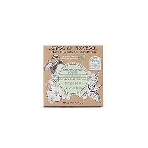 JEANNE EN PROVENCE - Shampooing Solide BIO - Parfum Pomme - Hydrate, Nourrit & Protège - Pour cheveux secs - Fabriqué en France à Grasse - 75 gr