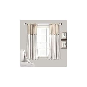 Lush Decor Panneau de Rideau de fenêtre à Boutons en Lin, Simple, 101,6 cm de Large x 114,3 cm de Long, Lin – Rideaux de Campagne – Décor Rustique – Rideaux Modernes de Ferme pour Salon, Chambre à