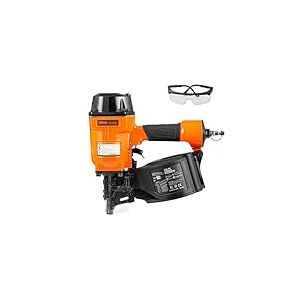 VEVOR Cloueuse à Rouleau Pneumatique, 45-70 mm, Cloueur Pneumatique à Bobine 15°, MCN70, 70-120 PSI, Tête du Clou Φ5,5 - Φ7 mm, Pistolet à Clous pour Palettes, Caisses, Charpentes, Bardages, Clôtures