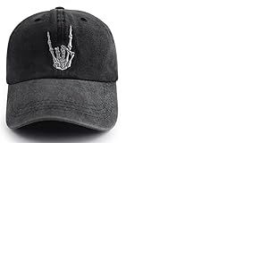 Vxchkerm Casquette de baseball avec t&ecirc;te de mort pour homme et femme - En coton brod&eacute;, Noir brod&eacute;., Taille unique