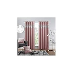 GC GAVENO CAVAILIA Rideau occultant Kendal &agrave; &oelig;illets de qualit&eacute; sup&eacute;rieure - Entretien Facile - D&eacute;coration de Salon - 90 x 90 cm - Rose poudr&eacute; - 100% Polyester - 90 x 90 cm