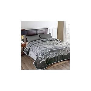 JML Couverture Polaire Lourde en Vison cor&eacute;en pour tr&egrave;s Grand lit, 216,7 x 241,3 cm, 4,1 kg, &eacute;paisseur Simple, Douce et Chaude, Couverture &eacute;paisse en Vison imprim&eacute; Raschel pour Automne, Hiver, lit,