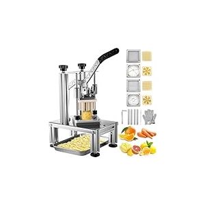 VEVOR Coupe-Frites Professionnel Manuel Coupe-Légumes Multifonction 4 Lames en Inox 6,4/9,5 mm 1 Coupeur et 1 Coupe-Pomme à 6 Quartiers Coupe Pomme de Terre Fruits en Bâtonnets pour Restaurant Cuisine