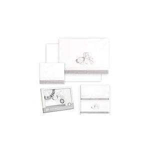 Interbaby Parure de lit bébé en Coton pour Berceau, Motif Ours, éléphant, Ballons - Ensemble 3 pièces, Drap-Housse + Drap Plat + taie d'oreiller