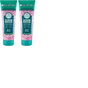 GEOMAR - Duschpeeling, Seidig, 2 in 1 Peeling & Reinigung, T&auml;glicher Gebrauch, 95% Nat&uuml;rlicher Herkunft, Vegane Formel, Dermatologisch Getestet, Made in Italy, 250 ml (Lot de 2)