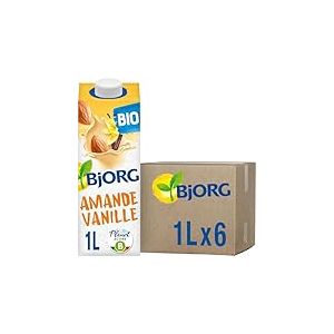 BJORG - Lait d'Amande Vanille - Lait Végétal Bio - Pauvre en Acides Gras Saturés - 1 L x 6