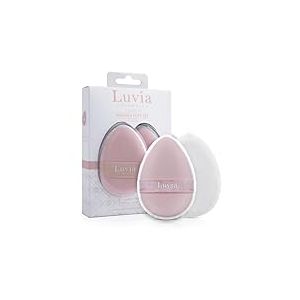Luvia Lot de 2 pompons à poudre double face avec élastique réversible, idéal pour les textures liquides et poudrées, pompons cosmétiques en blanc et rose, pour une finition impeccable