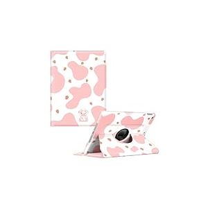 Fintie Étui Rotatif pour iPad 9e génération (2021)/8e génération (2020)/7e génération (2019) 10,2 Pouces – Support Rotatif à 360 degrés avec Porte-Stylet- Fonction Veille Automatique - Vache Rose