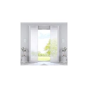 Gardinenbox Nizza 2019032-2 Lot de 2 Rideaux coulissants, en Voile de Coton Semi-Voile, Dimensions (H x l) : 245 x 60 cm, Couleur : Blanc, Transparent, Panneau, avec tringles et Barres de lestage