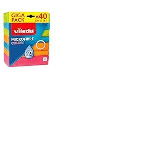 Vileda Microfibre Colors Paquet de 40 unit&eacute;es