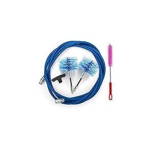 BARETTO Kit Ramonage Po&ecirc;le &agrave; Granul&eacute;s, Kit Nettoyage Conduit Po&ecirc;les &agrave; Granul&eacute;s avec Rallonge Flexible 3 M&egrave;tres et Coude &agrave; 90&deg;, 2 Brosses Flexibles en Nylon 80 mm et 100 mm (3 M)