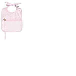 Filet - Bavoir en tissu doux aspect 3D avec bandeau et sac en toile Aida, id&eacute;al pour les nouveau-n&eacute;s, 100% Made in Italy, couleur rose et blanc, taille unique