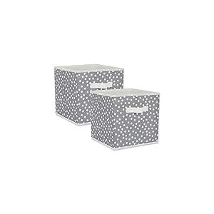 DII Lot de 2 bacs de rangement pliables en tissu non tissé, gris et blanc, 27,9 x 27,9 x 27,9 cm