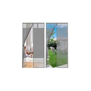 Sekey Moustiquaire Magn&eacute;tique Porte de Balcon | Protection Anti-Insectes & Intimit&eacute; Optimale | Installation par Bandauto-Adh&eacute;sif | Sans Per&ccedil;age | Pour Portes Bois/M&eacute;tal/Aluminium, 90x210 cm, Gris