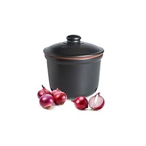 Römertopf Pot fraîcheur maxi 2,8 l – Pot à oignons en céramique – L'argile respirante garde les légumes frais plus longtemps – Circulation de l'air idéale – Noir