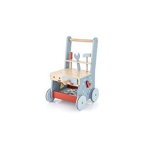 FANTASK Trotteur 2 en 1, trotteur en bois, Montessori pour enfants, établi de travail, table de jeu, centre multi-activités pour enfants à partir de 1 an