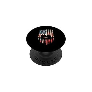 Tracteur vintage avec drapeau américain PopSockets PopGrip Adhésif