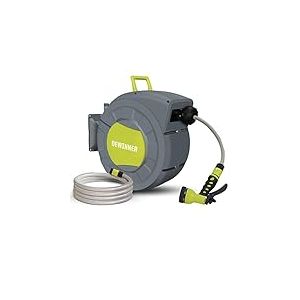 DEWINNER Enrouleur Tuyau Arrosage Mural, 20 +2M Enrouleur Automatique Mural avec Buse de Pulvérisation, Support de Rembobinage Automatique, Tuyau Arrosage Avec Enrouleur, Arrosage Extérieur de Tuyau