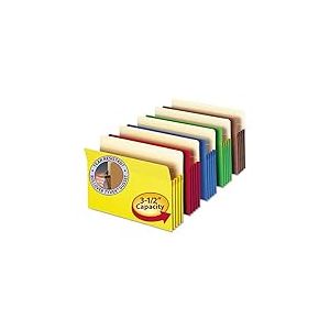 Smead File Pocket, Straight-Cut Tab, 3-1/2 Expansion, Legal Size, Assorted Colors, 5 per Pack (74892)