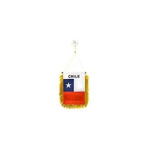 AZ FLAG - Fanion Chili Pour Décoration Voiture Avec Ventouse et Franges Dorées - Mini Drapeau Chilien - 13x10 cm
