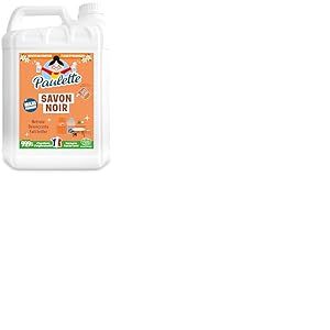 Paulette - Savon Noir Fleur d'Oranger - Ultra-Dégraissant Ménager aux Cristaux de Soude Multi-Surfaces Ecocert - Fabriqué en France - 5 L