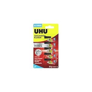 UHU Super Glue - Glue Extra-Forte en Gel - Multi-Supports : Plastique, M&eacute;tal, Bois, Mat&eacute;riaux Non Poreux - Ne Coule Pas - R&eacute;sistante &agrave; L'eau - Transparente - 5 tubes de 1 g