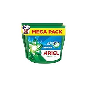Ariel Pods 3en1 Alpine, Lessive en Capsules, 88 Lavages (44x2), Action D&eacute;tachante En 1 Seul Lavage, Dissolution Rapide M&ecirc;me &agrave; Froid, Fabriqu&eacute; en France