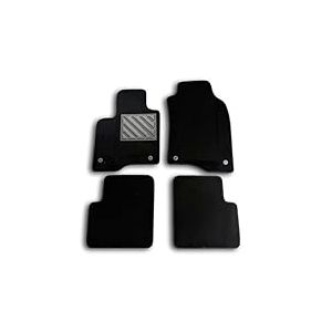 Tapis de Sol pour Fiat Panda III &agrave; partir de 2012 > sur Mesure, Talonnette en Caoutchouc renforc&eacute;, antid&eacute;rapant, Boutons de Fixation, Noir