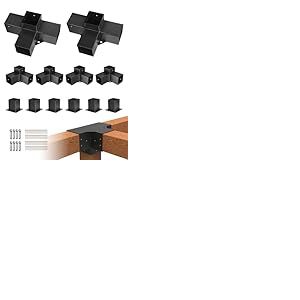 VEVOR Kit Support de Pergola, Lot de 12, Support de Poteau Bois 92x92 mm, Supports d'angle &agrave; 3 Voies, &agrave; 4 Voies, 6 Bases de Poteaux, pour Poutres Bois Standard &agrave; Toit Plat, Banquet F&ecirc;te en Plein Air