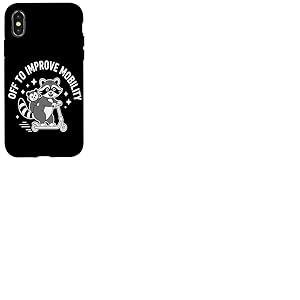 Off pour Améliorer Mobilité Humour Scooter Raton Coque pour iPhone X/XS