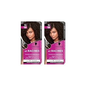 Schwarzkopf - Kit Racines - Coloration Racines Cheveux Permanente - Enrichie d’une huile nourrissante - Couverture Cheveux Blancs - Retouche entre 2 Colorations - Châtain Foncé R4 (Lot de 2)