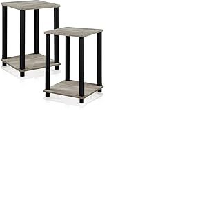 Furinno Turn-N-Tube Table de Bout, Ch&ecirc;ne Fran&ccedil;ais Gris/Noir, ensemble de 2, Bois dense, 2-Pack