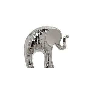 DRW Figurine d'éléphant en céramique Couleur Argent 27 x 11 x 25 cm
