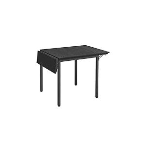 VASAGLE Table de Salle &agrave; Manger Pliable, Table de Cuisine Extensible, Bureau, pour 2 &agrave; 4 Personnes, Rectangulaire, avec Abattants, pour Petits Espaces, Noir Bois&eacute; et Noir d'encre KDT077B03