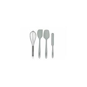 PROGRESS BW11360TEU7 Go Bake! 4 ustensiles de Cuisine en Silicone, cuill&egrave;re, spatule, grattoir de lissage, Fouet, compatibles Lave-Vaisselle, r&eacute;sistants &agrave; la Chaleur