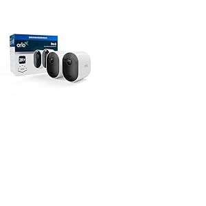 Arlo Pro 5 2K, Caméra de Surveillance WiFi Extérieure Sans Fil,Batterie rechargeable longue durée, Vision Nocturne Couleur Avancée, Sirène, Essai Arlo Secure Inclus, 2 Caméras Blanc