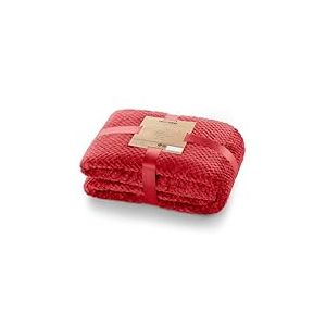DecoKing Couette en Microfibre Couverture Polaire Plaid Couvre-lit Polaire Doux de Style Scandinave Henry, Microfibre Rouge 150x200 cm