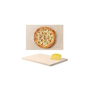 VEVOR Pierre à pizza rectangulaire en cordiérite de 50,8x35,5 cm, pierre de cuisson extra large avec grattoir en PP, résistante à la chaleur de 1,7 cm d'épaisseur, pour four, cuisson du pain, barbecue