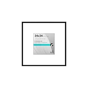 Americanflat Streamline Collection Cadre photo carré fin pour affichage mural avec plexiglas poli 61 x 61 cm - À utiliser comme cadre de 30,5 x 30,5 cm avec passe-partout ou cadre de 61 x 61 cm sans