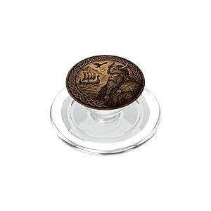 Guerrier viking et drakkar mythologie nordique PopSockets PopGrip pour MagSafe
