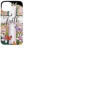 Faith-Cross Papillons floraux Christ Fleurs Religieuse Fille Coque pour iPhone 15 Plus