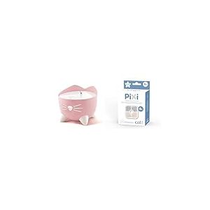 Catit Pixi Fontaine à Eau pour Chat 2,5 L Rose & Cat it Lot de 6 filtres de Rechange pour Fontaine 43722