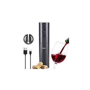 BEPER P102ACP103 Tire-bouchon électrique rechargeable USB, décapsuleur, avec coupe-capsule, pour bouchons en liège et synthétiques