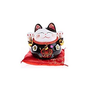 lachineuse - Chat Maneki Neko - Tirelire Chat Japonais Porte Bonheur - Figurine Cadeau Japon - Objet Kawaii Déco - Lucky Cat Porcelaine - Chat Chinois Asie Décoration - Chance, Fortune, Prospérité